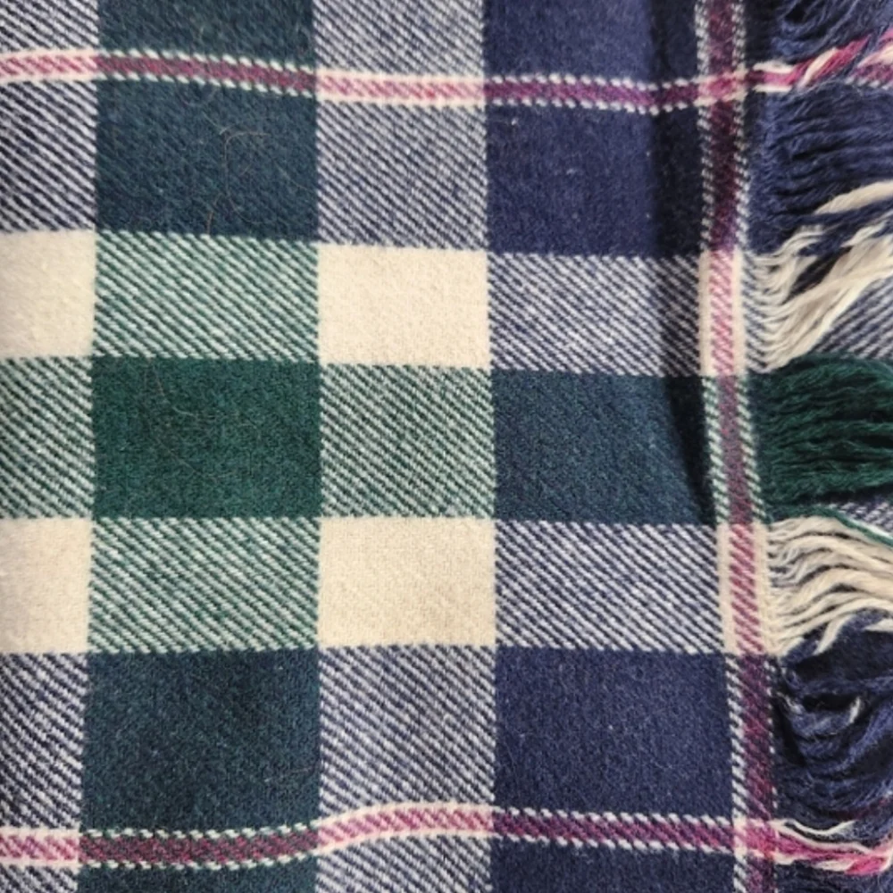 Men's Vintage Plaid Wool Scarf Long 56 Inches